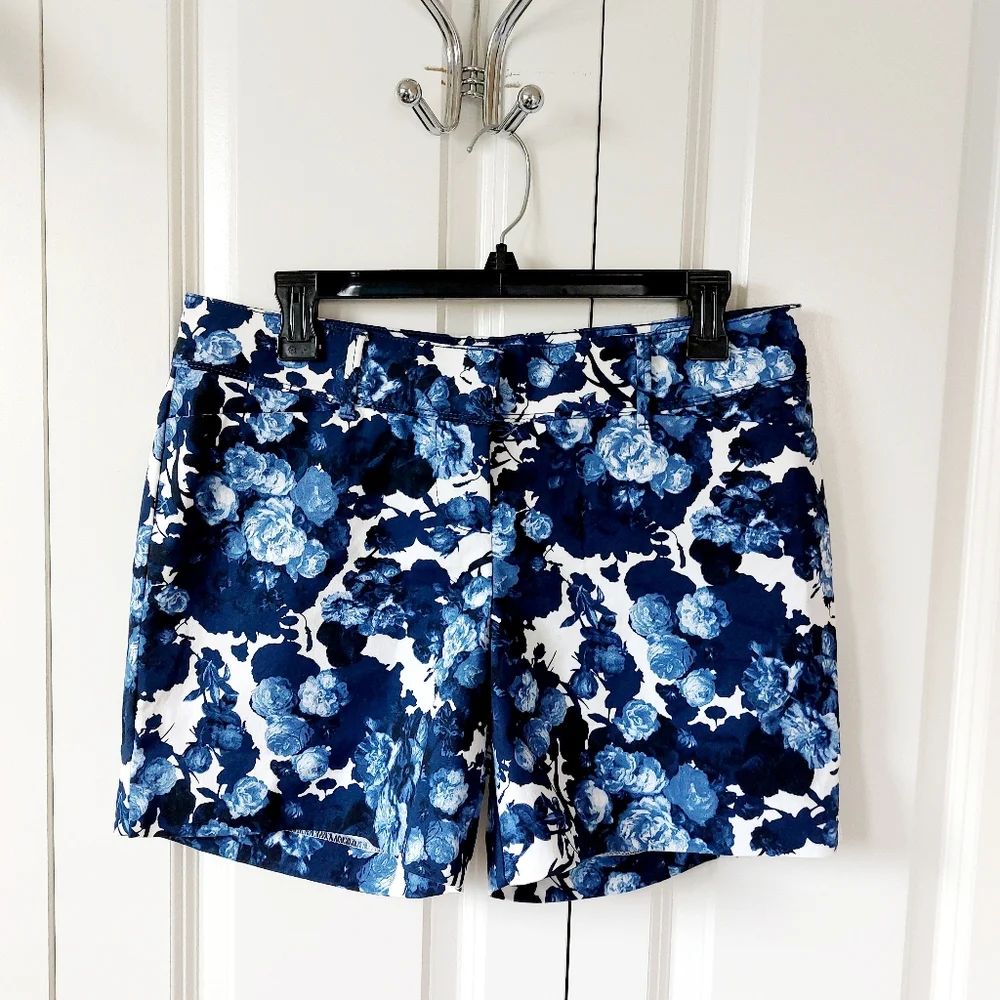 Blue Floral‎ Print Midi Tailored Shorts The Limited size 6 Flat Front 4